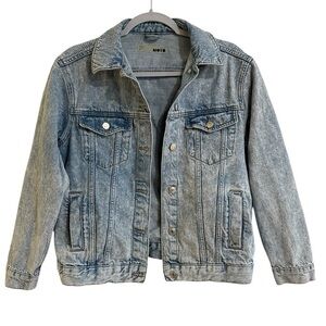 Topshop Moto Light Wash Denim Jacket Classic Trucker Style Size US 4 (S)